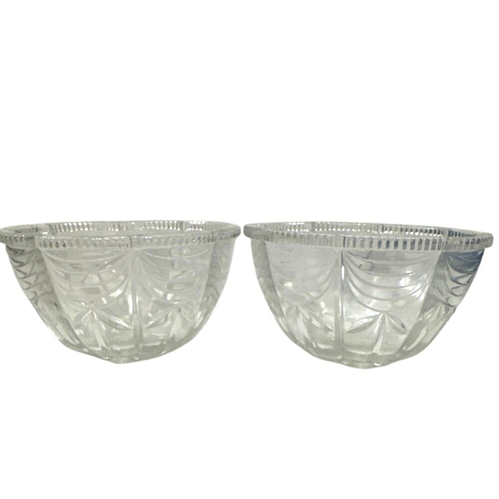 2 Vintage Crystal (Clear) Glass Small Bowl Made in Indonesia Scalloped Rim 5.5”